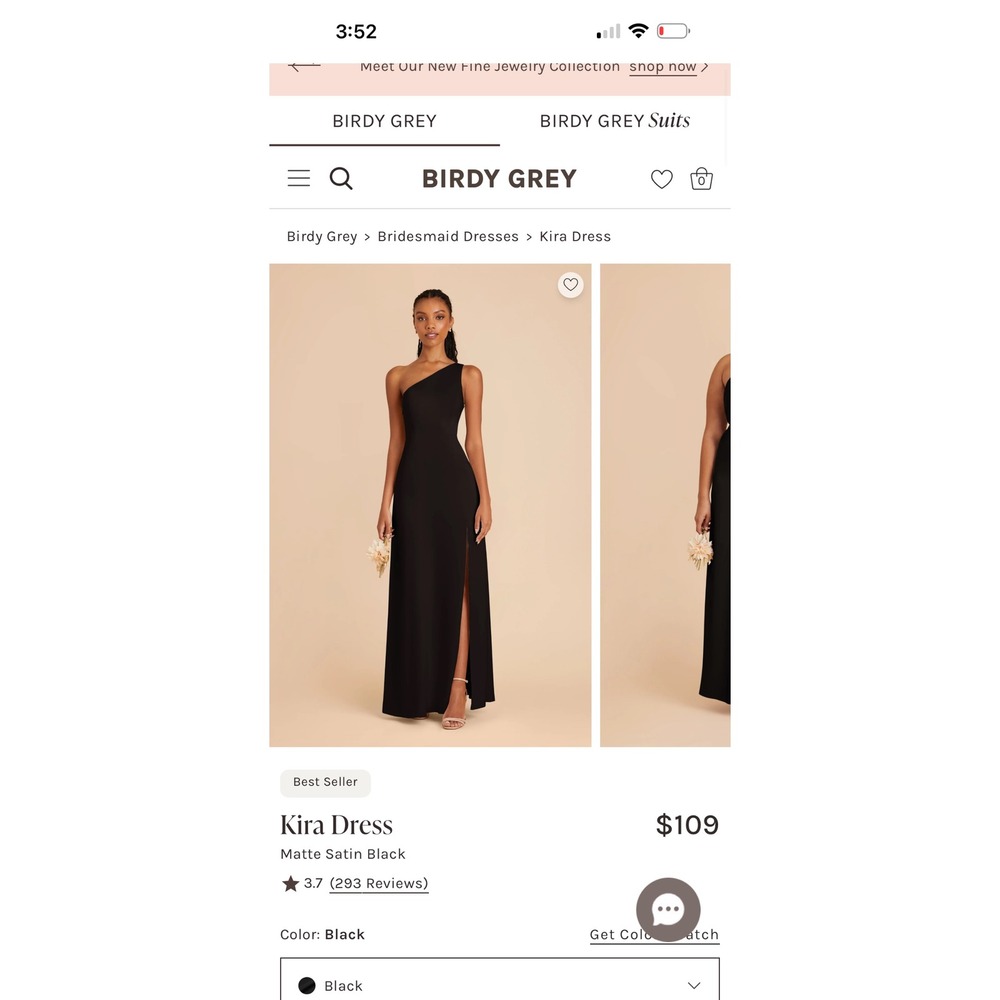 Birdy Grey Kira Matte Satin One Shoulder Maxi Dress Black XS BG169BK0001001 - Picture 11 of 12